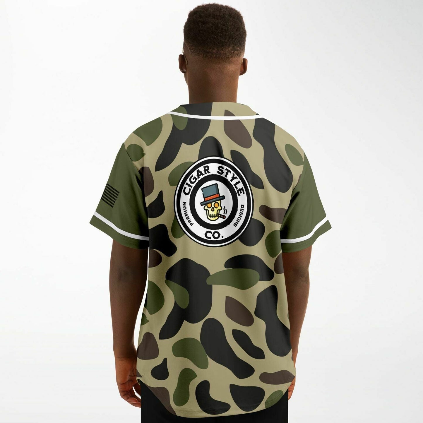 Smokin' Army Camo Baseball Jersey - Cigar Style Jerseys - Cigar Style Co.