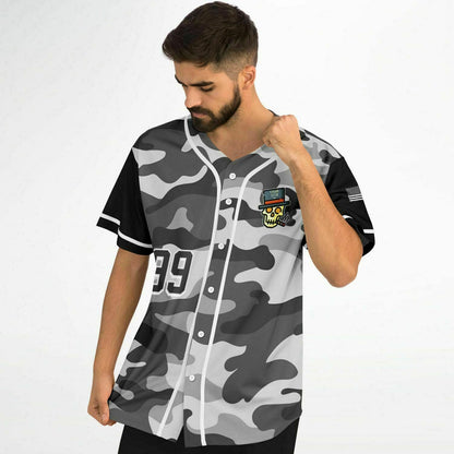 Smokin' Gray Camo Baseball Jersey - Cigar Style Jerseys - Cigar Style Co.