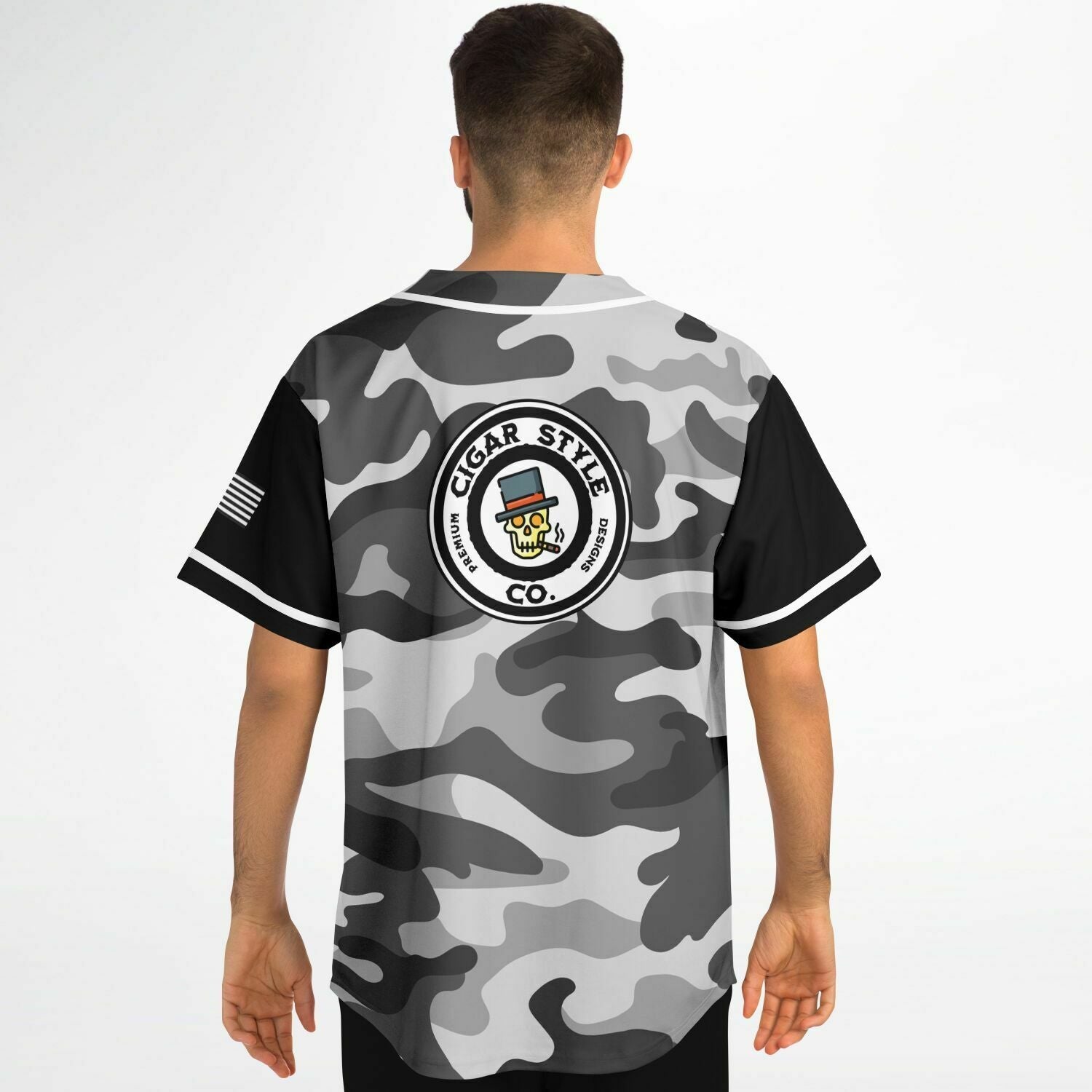 Smokin' Gray Camo Baseball Jersey - Cigar Style Jerseys - Cigar Style Co.