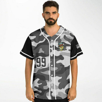 Smokin' Gray Camo Baseball Jersey - Cigar Style Jerseys - Cigar Style Co.