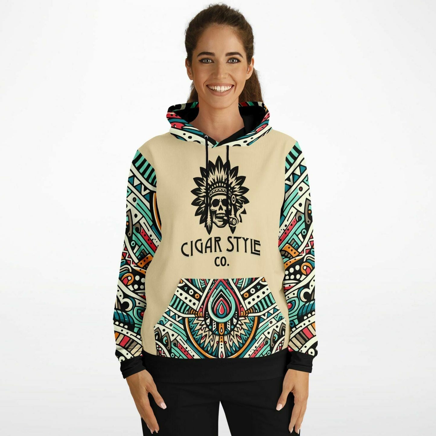 Smokin' Indian Skull Hoodie - Cigar Style Hoodies - Cigar Style Co.