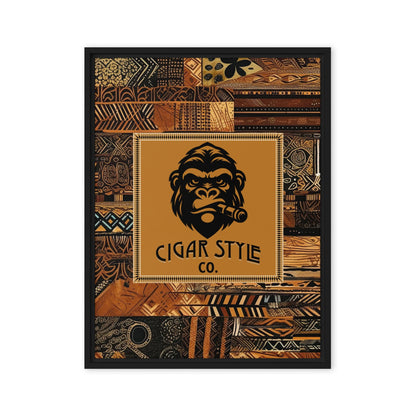 Smokin' Tribal Gorilla Framed Canvas - Cigar Style Wall Art - Cigar Style Co.