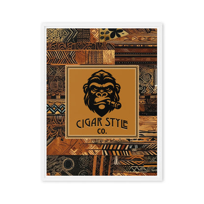 Smokin' Tribal Gorilla Framed Canvas - Cigar Style Wall Art - Cigar Style Co.