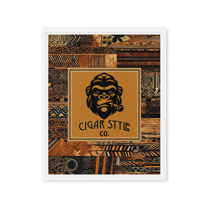 Smokin' Tribal Gorilla Framed Canvas - Cigar Style Wall Art - Cigar Style Co.