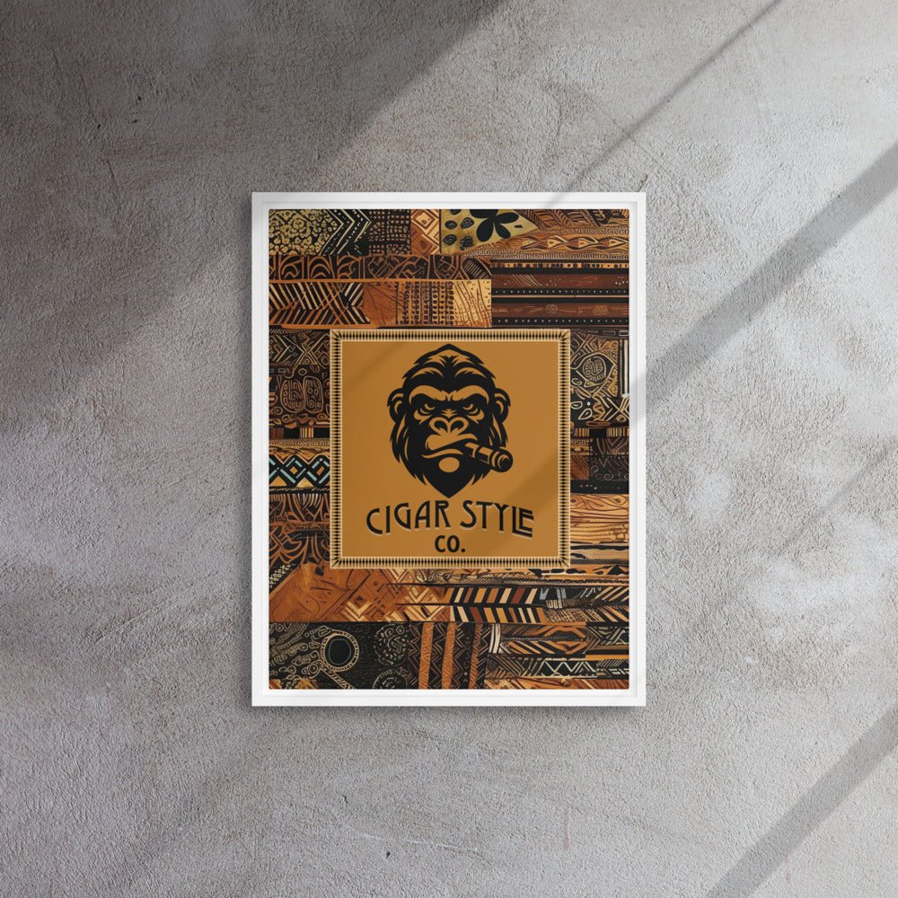 Smokin' Tribal Gorilla Framed Canvas - Cigar Style Wall Art - Cigar Style Co.