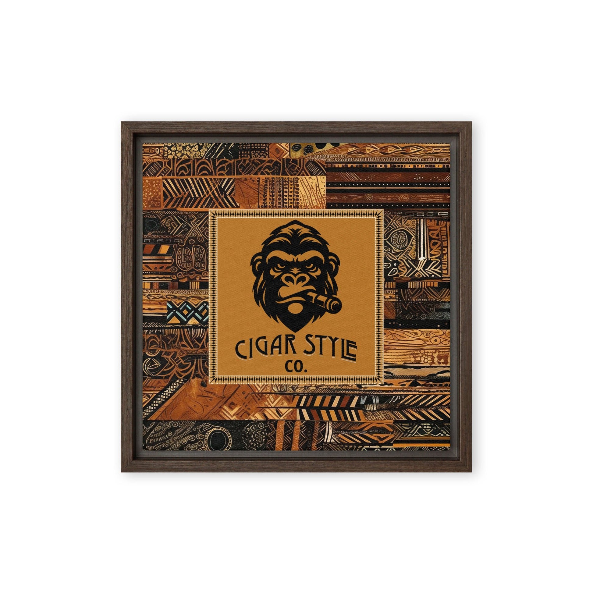 Smokin' Tribal Gorilla Framed Canvas - Cigar Style Wall Art - Cigar Style Co.