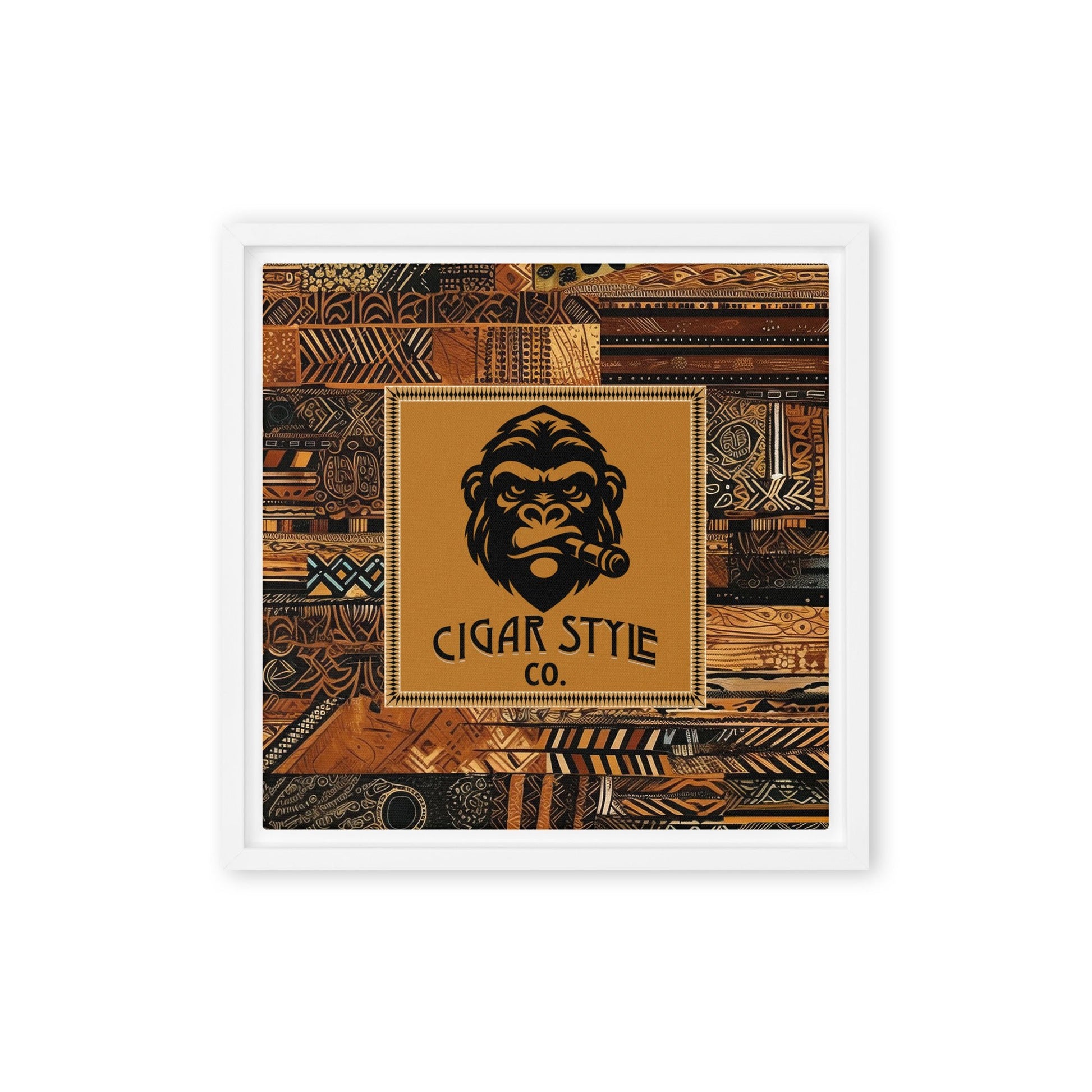 Smokin' Tribal Gorilla Framed Canvas - Cigar Style Wall Art - Cigar Style Co.