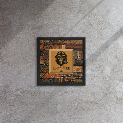 Smokin' Tribal Gorilla Framed Canvas - Cigar Style Wall Art - Cigar Style Co.