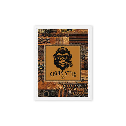 Smokin' Tribal Gorilla Framed Canvas - Cigar Style Wall Art - Cigar Style Co.