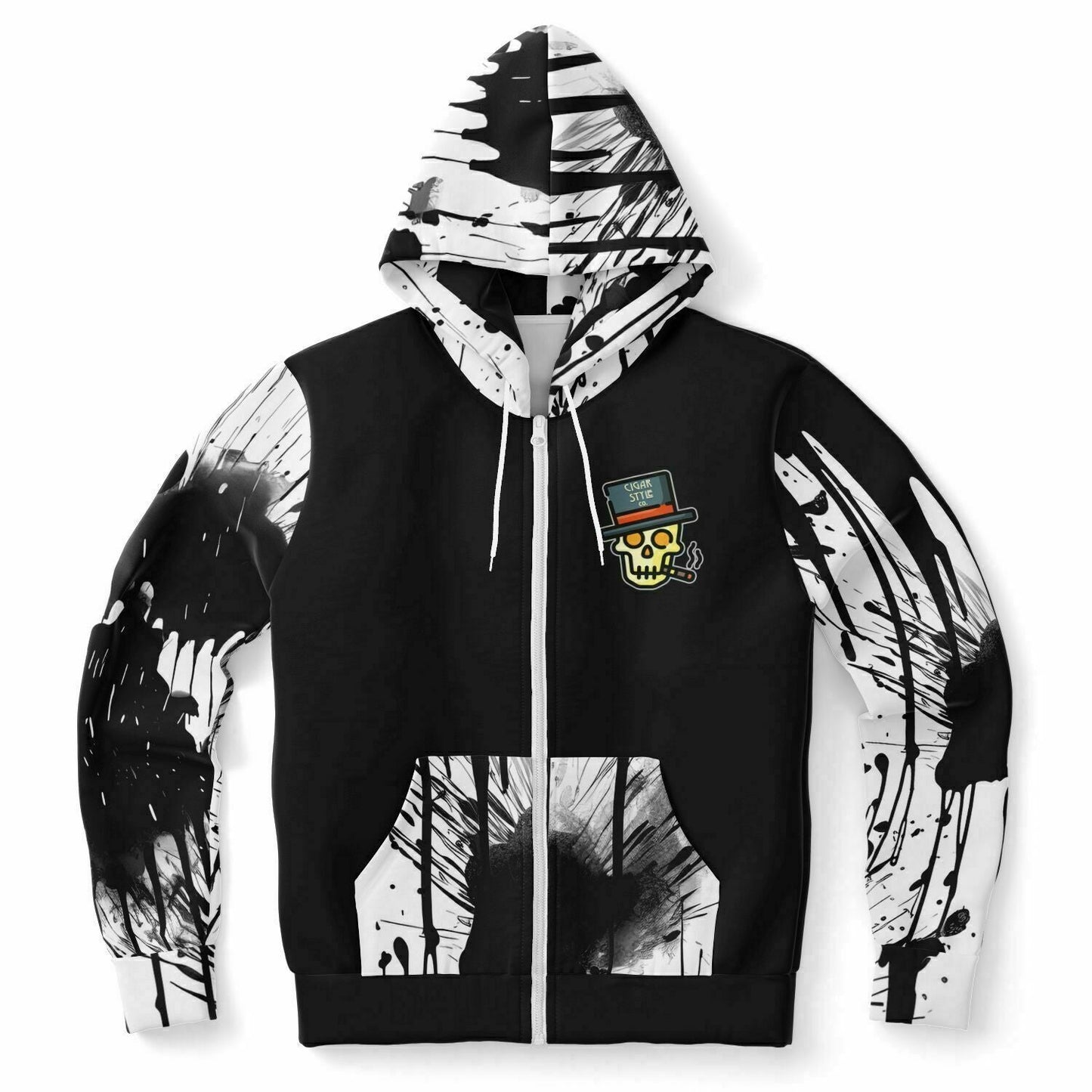 White Street Style Zip Hoodie - Cigar Style Zip Hoodies - Cigar Style Co.